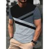 Summer Round Neck 3D Line Logo Print Top Fashionable Casual Short Sleeved Men's T-shirts