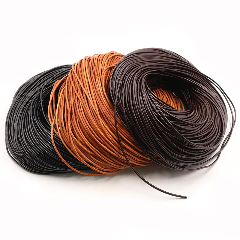 1 1.5 2 2.5 3 4 5mm 4 Colori Vera Pelle di Mucca Cordino Tondo per Braccialetti Fai da Te Cavo per la Creazione di Gioielli