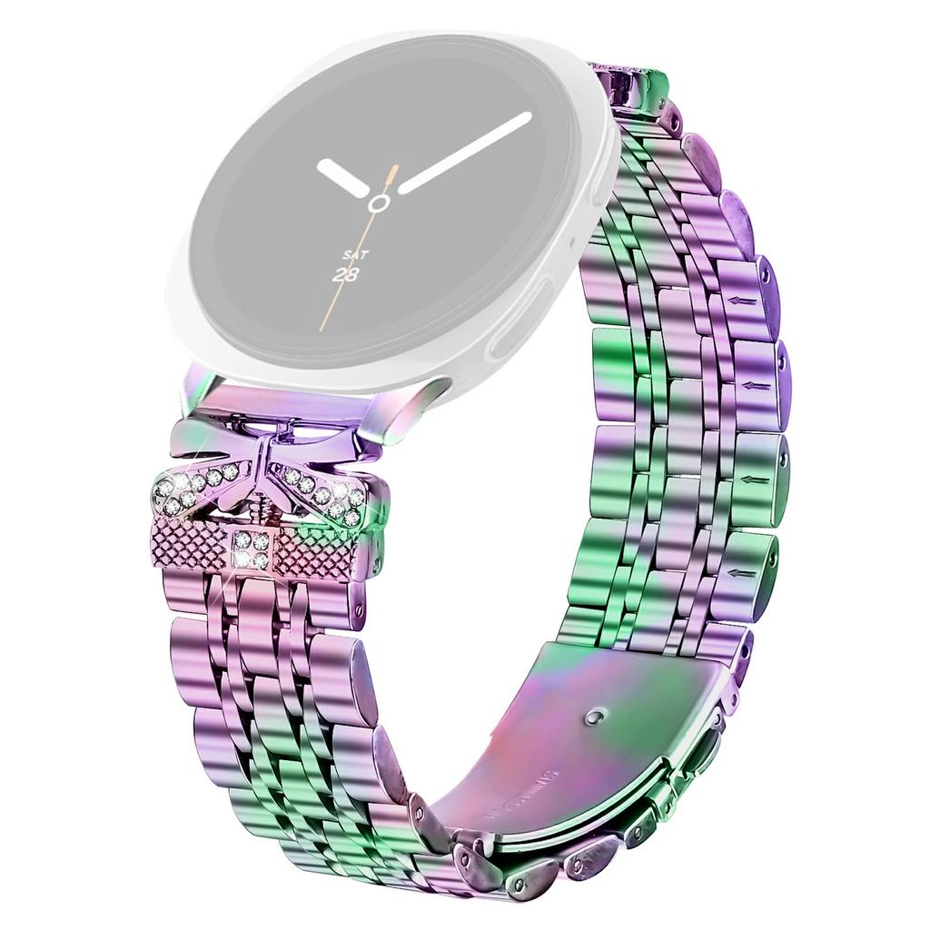 Watch Strap for Samsung Galaxy Watch8 44mm/40mm/8 Classic 46mm Rhinestone Butterfly Decor Stainless Steel Band