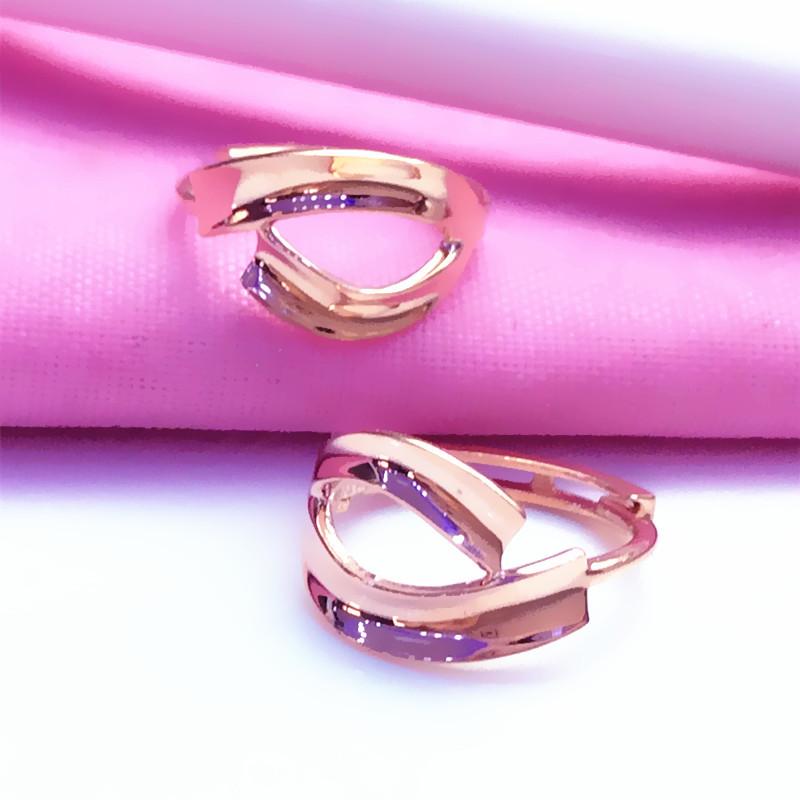 Rose Gold-Plated Color Gold Shiny Earrings Women'S Light Luxury Temperament Purple Gold Fashion Ear Buckles