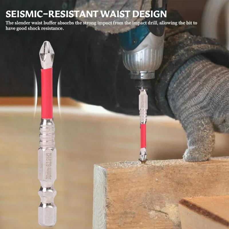 6pcs Magnetic Screwdriver Drill Bit Alloy Steel Phillip Head Impact Driver Non-slip Resistant Drilling Tool 25/50/65/70/90/150mm