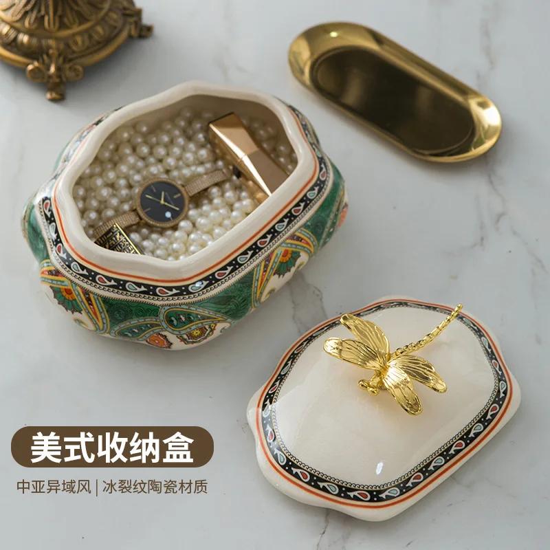 Ceramic Jewelry Box Storage Jar with Lid Vase Ceramic Ornaments Dressing Table Storage Accessory Box Home Furnishing Decoration