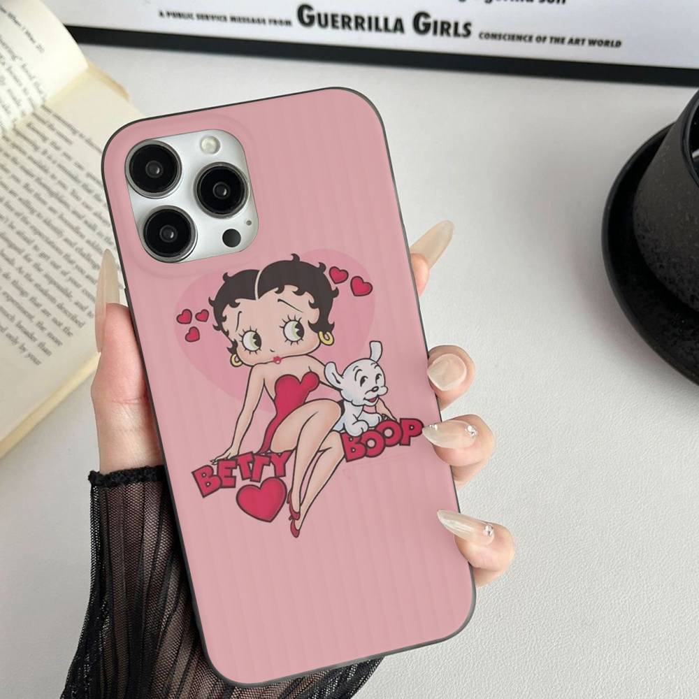 Animation B-Betty Boop Soft Corrugated Transparent Phone Case For IPhone 17 15 16 11 12 13 14 Pro Max Plus Pro