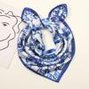 Satin Silk Square Scarf Hijabs Blue And White Blendent Printed Muslim Hijab Bandana Soft Head Scarf Female Headband