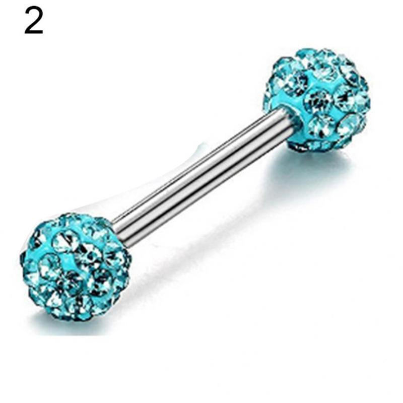 

New 1/4Pcs Rhinestone Round Ball Tongue Nose Stud Nipple Lip Piercing Women Jewelry Life Store синий