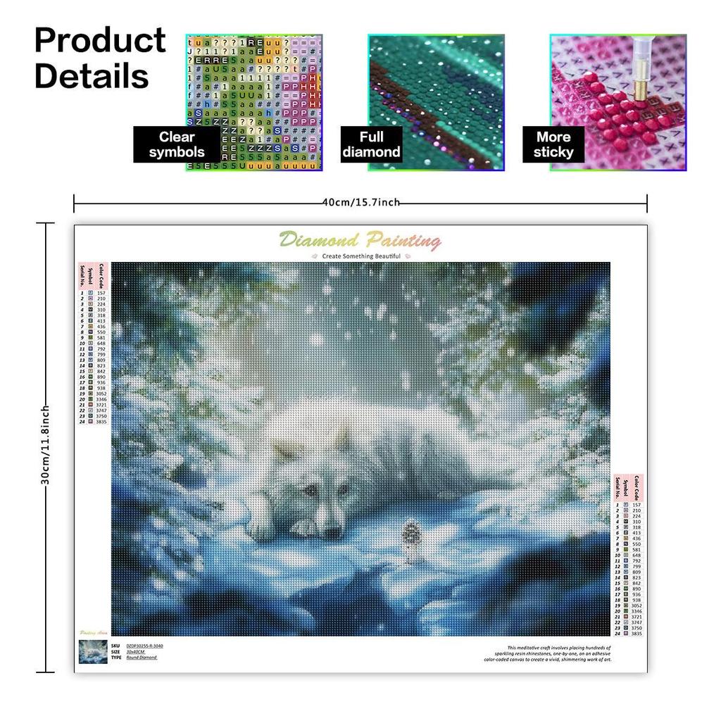 5D DIY Diamond Painting Animal Wolf Diamond Mosaic Snow Embroidery Picture Of Rhinestones Wall Paintings 30x40cm/12x16inch