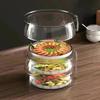 Capac Alimentar din Plastic Transparent cu Mâner Cupolă Universală pentru Oale Tigăi Farfurii Rezistent la Praf Stivuibil Accesoriu de Bucătărie Multifuncțional pentru Casă Bufet