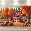 piece of 2D background fabric red farmhouse and pumpkin scenery polyester fabric background fabricPMJ