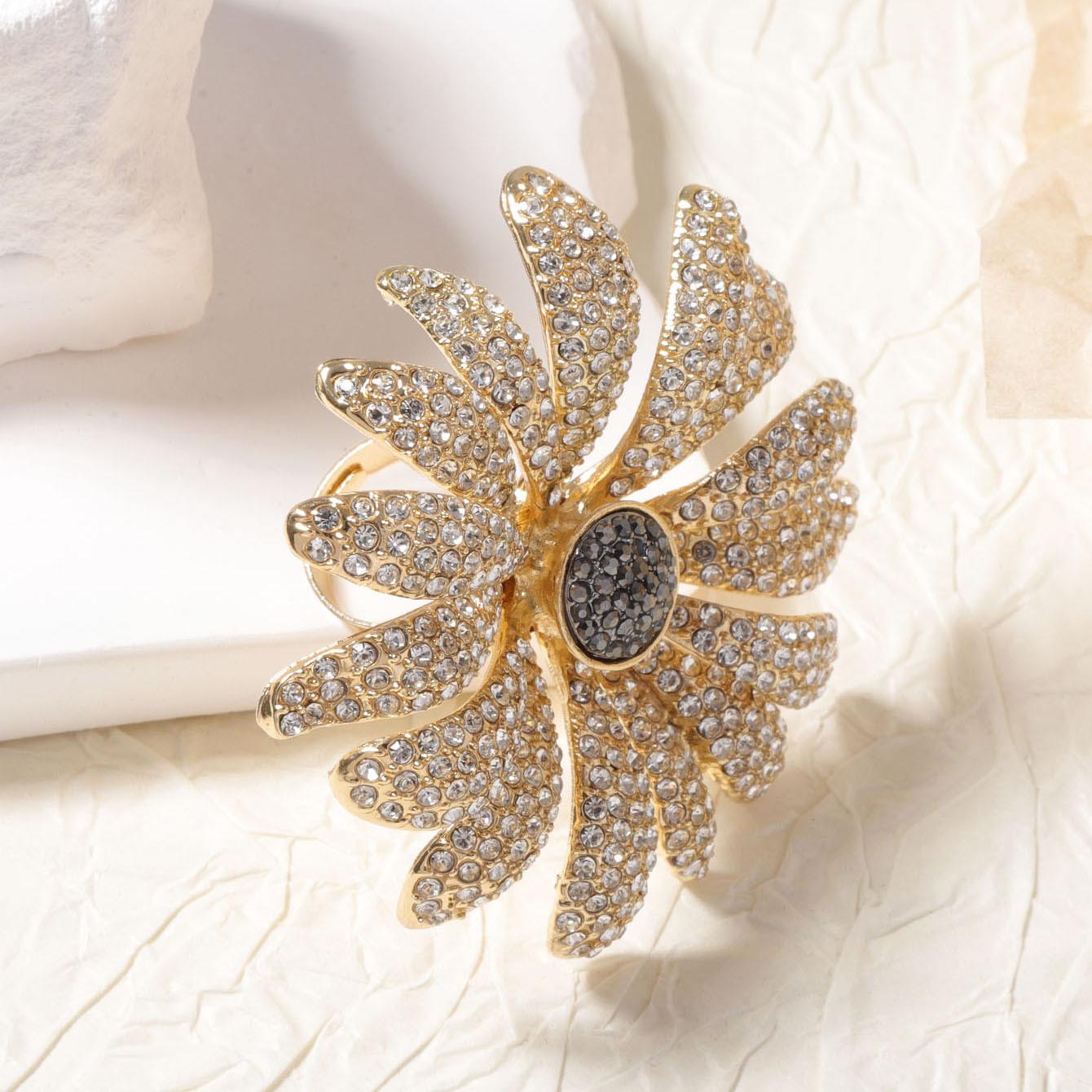 Изысканный высококлассный дизайн, маленький флакончик духов, полный бриллиантов, преувеличенный сплав, крупные цветы, цветочный узор, женское кольцо