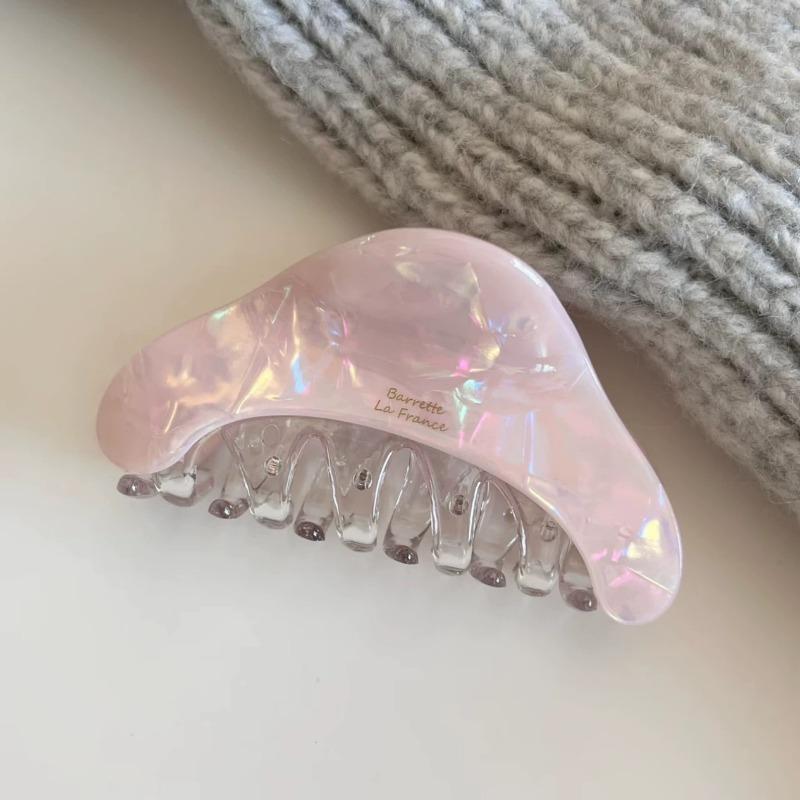 

Ретро ацетатные заколки-крабы с цветными блоками для женственного образа, высококачественный аксессуар для волос в виде заколки-акулы на затылке светло-розовый