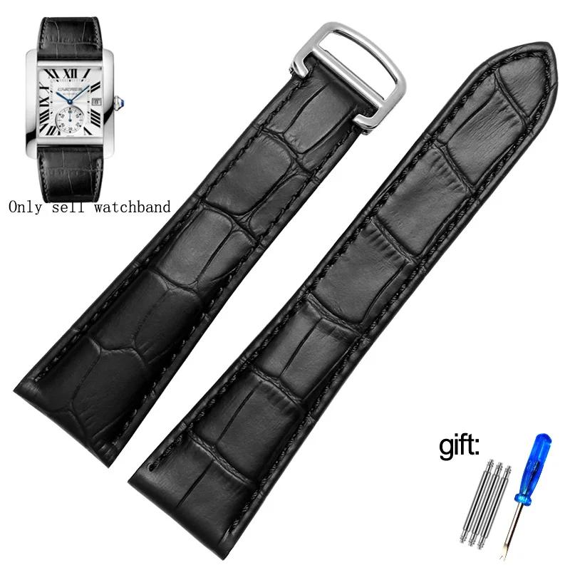 Watch Strap For cartier tank calibre series  Genuine Leather Mechanical Watch  men's and women's 20mm 22mm 23mm 25mm watch band