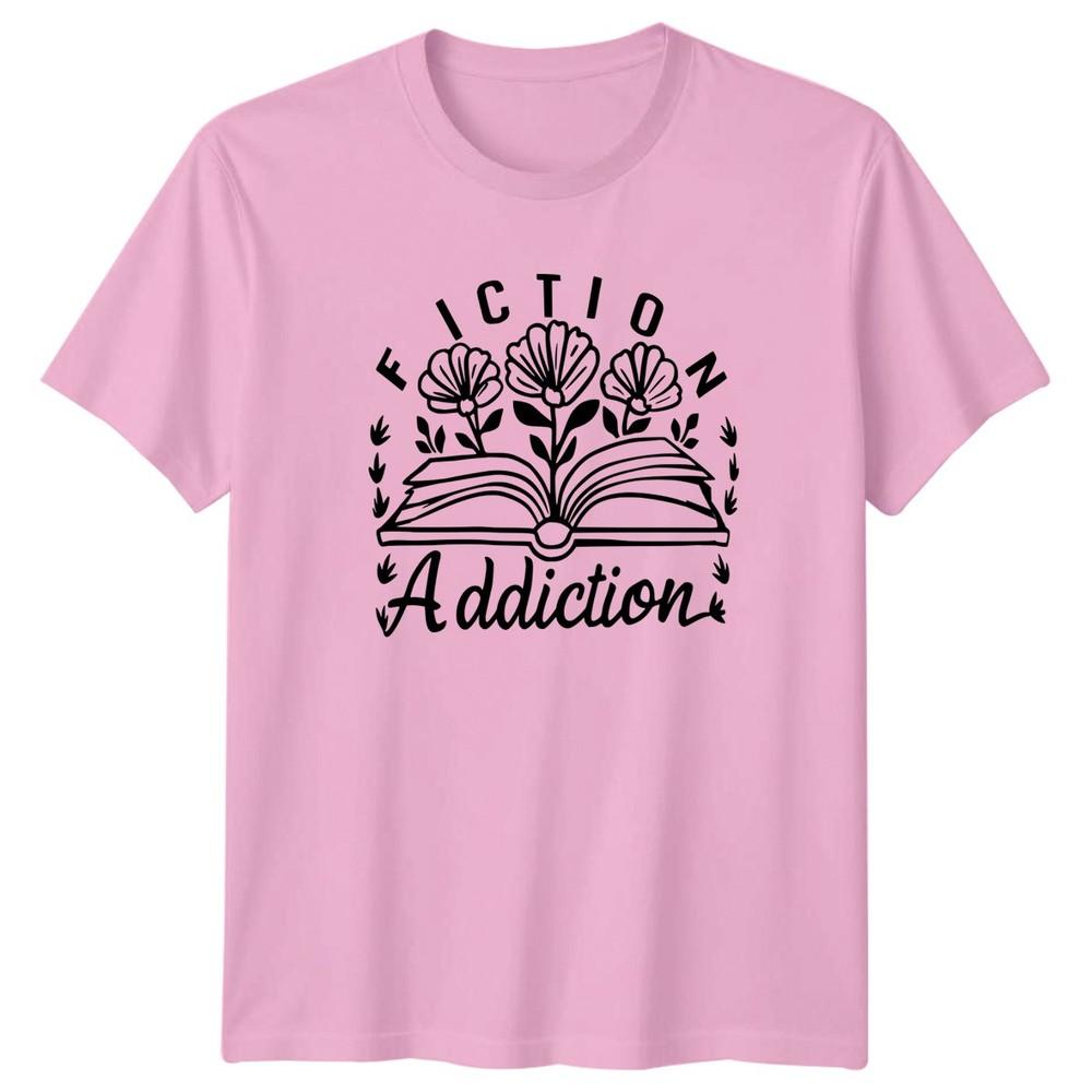 Fiction Addiction Unisexs TShirt Book Club Reading Birthday Gift For Her