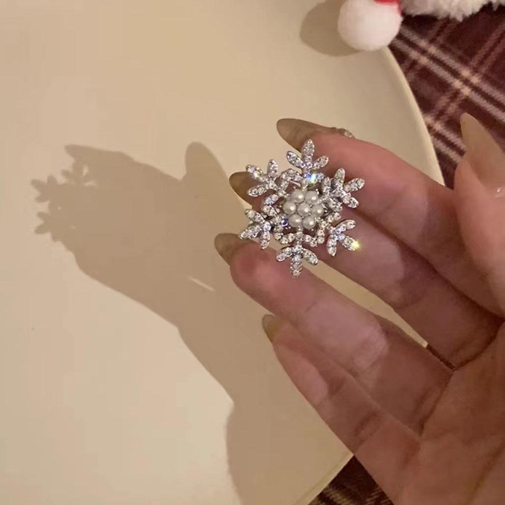 

Заколка для волос со стразами-снежинками для женщин - Элегантная заколка-уточка для боковых прядей на Рождество