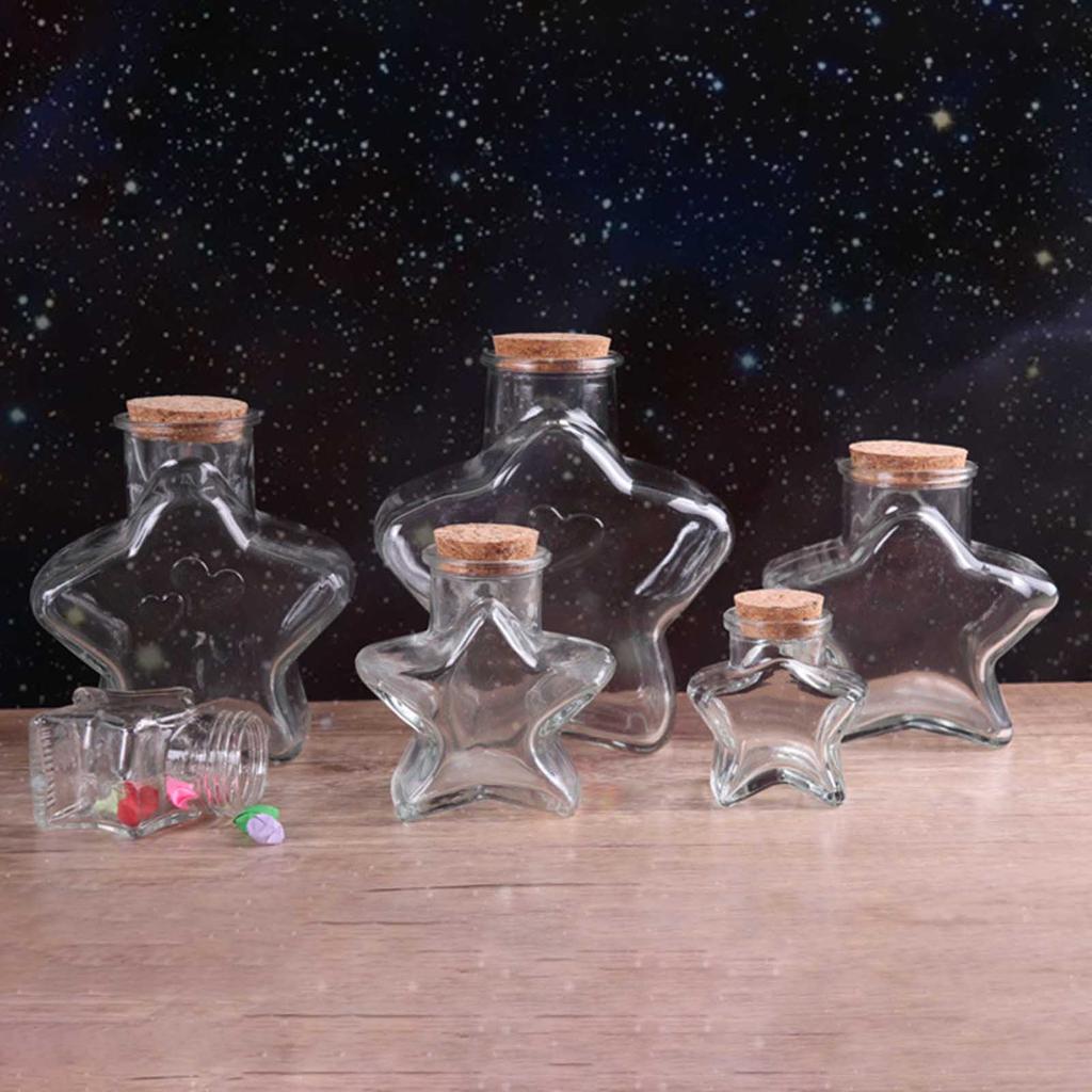 Star Shaped Glass Bottles Wishing Ornament Crafts Gift Jars Christmas Wedding Present Clear Storage Bottle Christmas Decorations