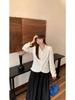 2026 Spring Plus Size Women's Bow Long Sleeve Ruffle Blouse