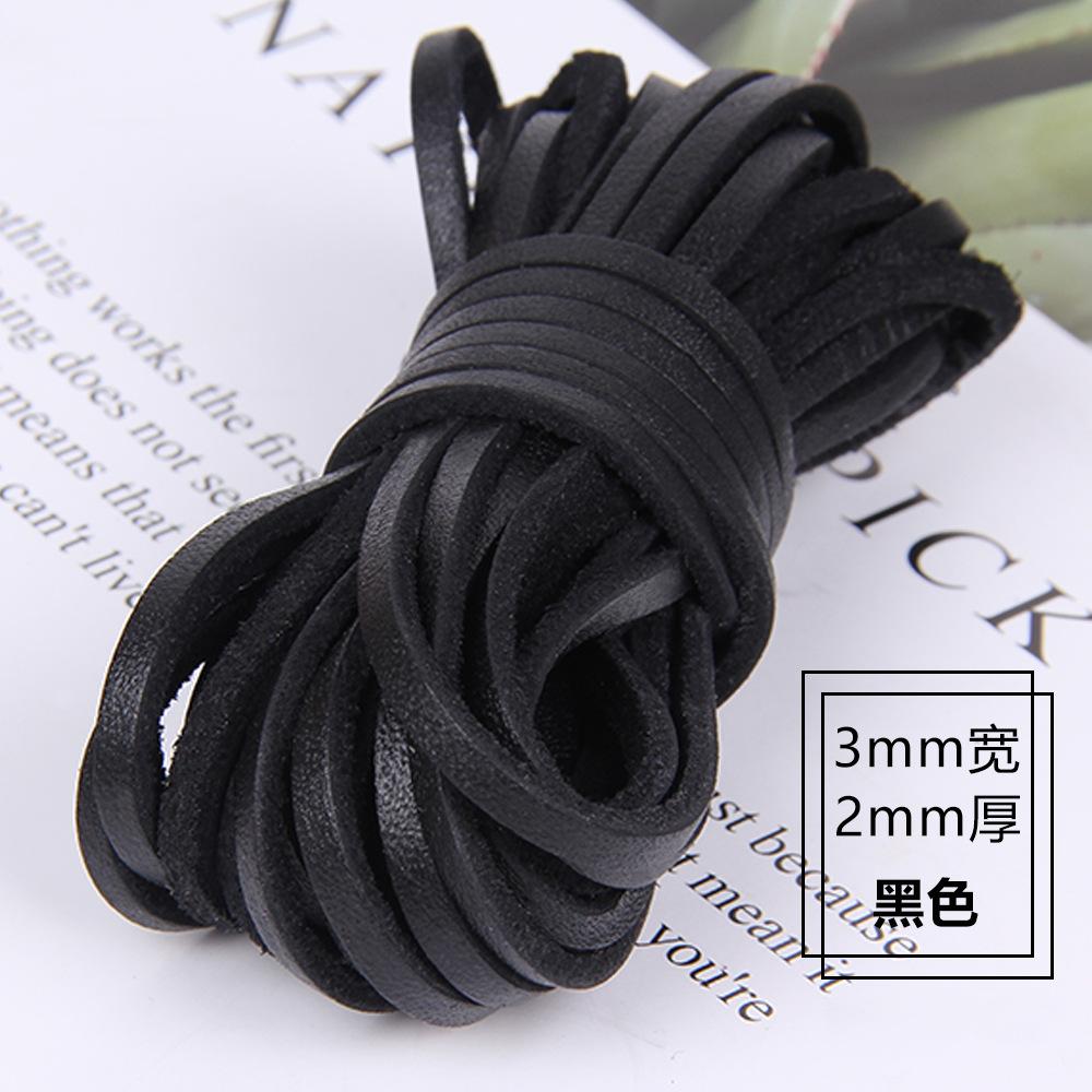 Diy Jewelry Accessories 3Mm Wide 2Mm Thick Square Cowhide Rope Bracelet Necklace Sweater Chain Woven Rope Genuine Leather Leather Rope