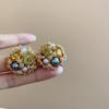 Rhinestone Garland Earrings Exquisite Flower Stud Earrings Fashion Vintage Pearl Earrings  Women