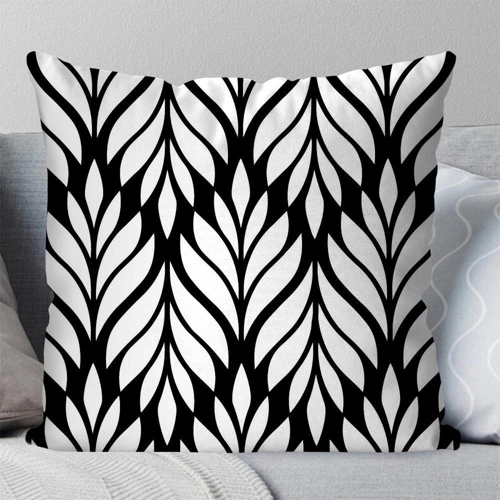 1pc Retro Simple Black And White Shape Pillow Case Square Pillow Bedroom Sofa LeisureCushionCarLiving Room Home Decoration 40X40