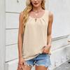 Sleeveless Tank Top for Women with Pleated Front and Keyhole Suitable for Casual Daily Wear