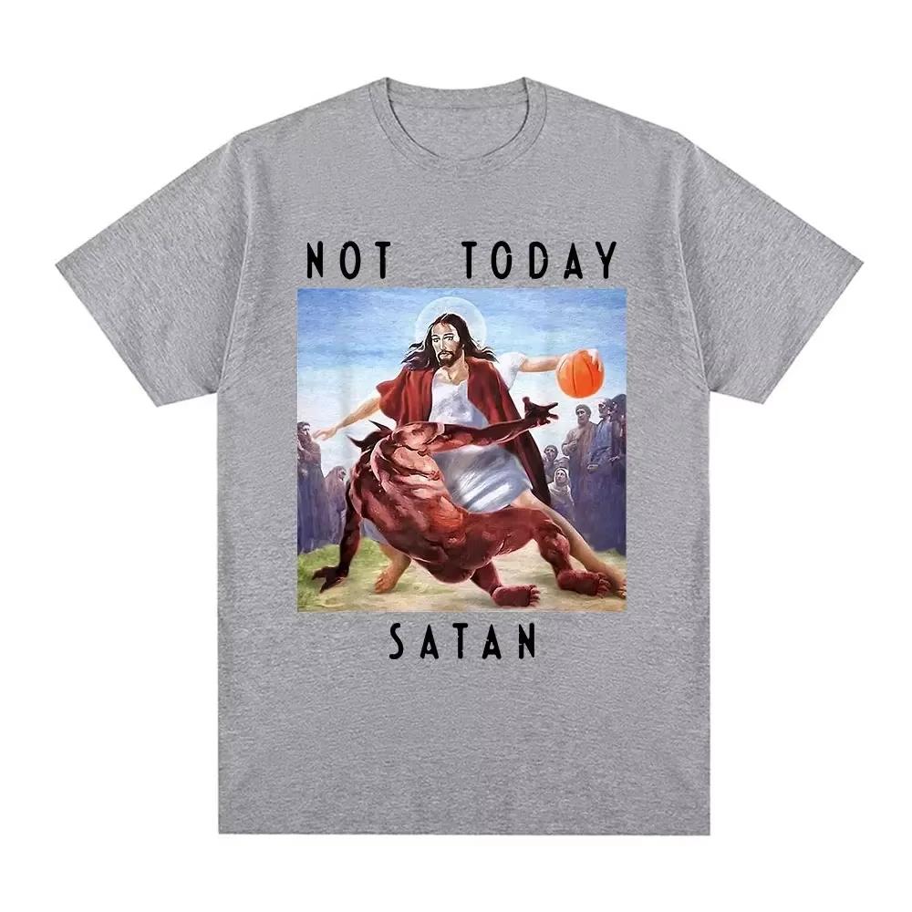 Not Today Satan Jesus Vs Satan In T Shirt Harajuku Casual T-shirt Men's Women's Fashion T Shirts Streetwear