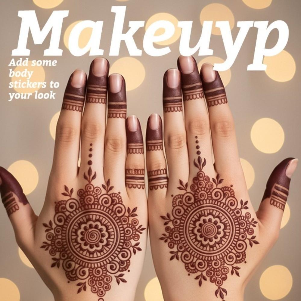 Red Mehndi Stickers Henna Tattoo Stickers Lace Fake Tattoo Body Art Sticker  Women/Lady