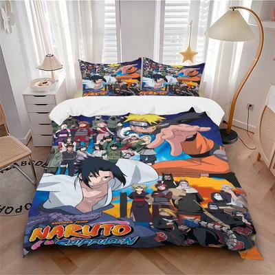 Ensemble de literie Naruto'S Epic Journey 3 pièces Housse de couette avec 2 taies d'oreiller Cadeau d'anniversaire pour la maison