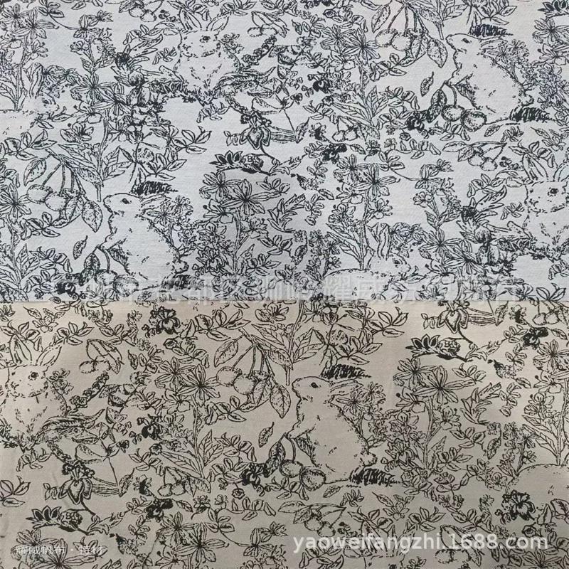 Chinese Style Rabbit Cherry Jungle Animal Jacquard Fabric Loafer Shoes & Bucket Hat.