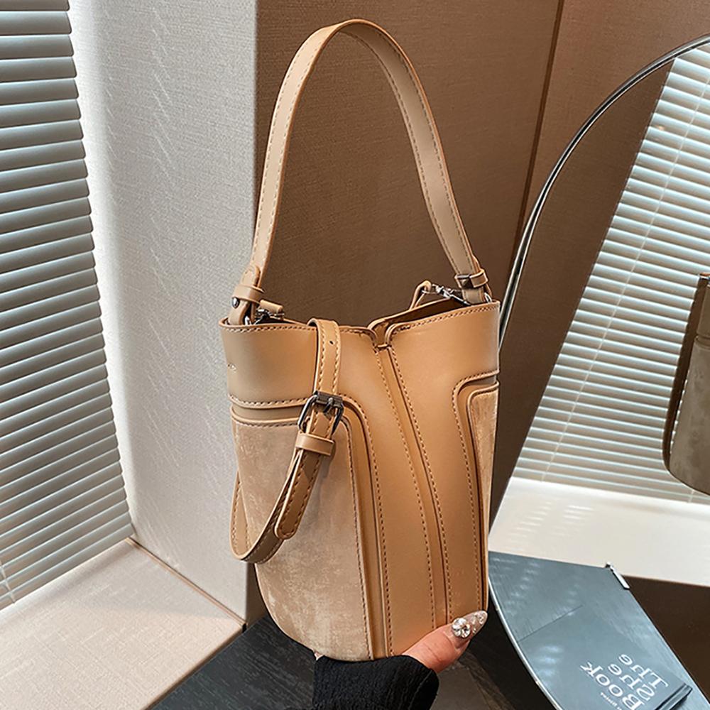 Summer Pink Bucket Handbag Fashion Splicing Single Shoulder Underarm Bags Women's  New Korean Popular Crossbody Bag