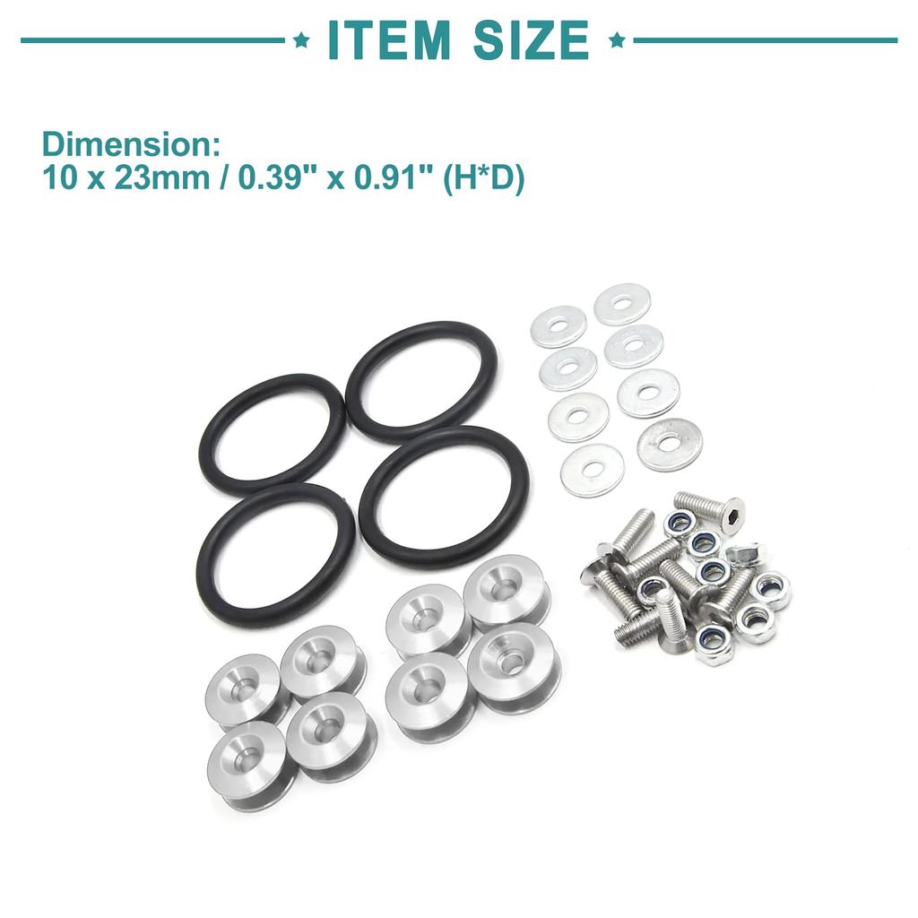 ACROPIX Bumper Trunk Hatch Lid Fastener Kit Quick Release Silver Tone 8 Pcs