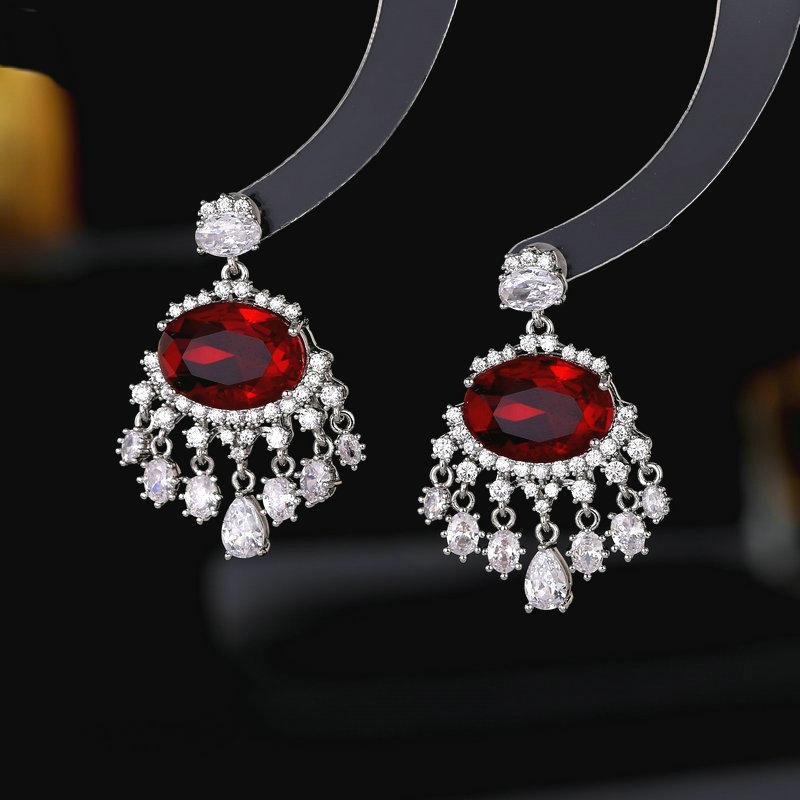 New Light Luxury Fashion Earrings Sweet Girly Heart High -End Super Fairy Temperament Micro -Inlaid Zircon Tassel Earrings