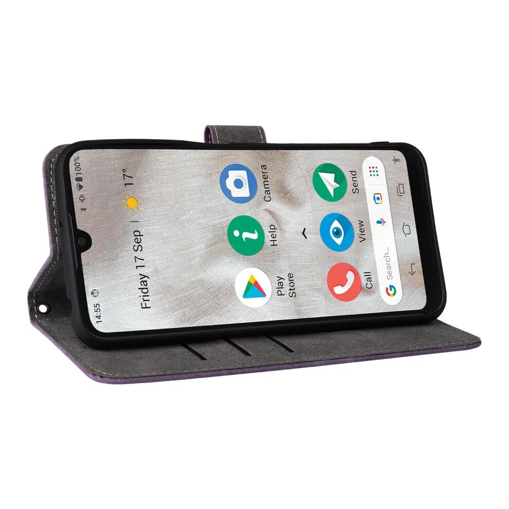 (porpora) Per Doro 8100 8200 Custodia Portafoglio Blocco RFID Pelle PU Copri Telefono Supporto con Cinturino
