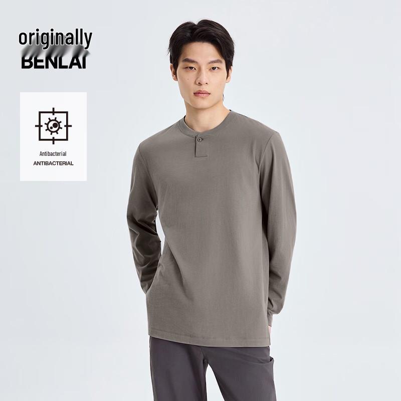 BENLAI Men's Anti-Bacterial Brushed Cotton Long Sleeve T-Shirt