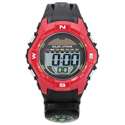 J-AXIS ACY20-RE (Digital CYBEAT Solar Combination Type Compass Red Sun Flame) Round Watch Black