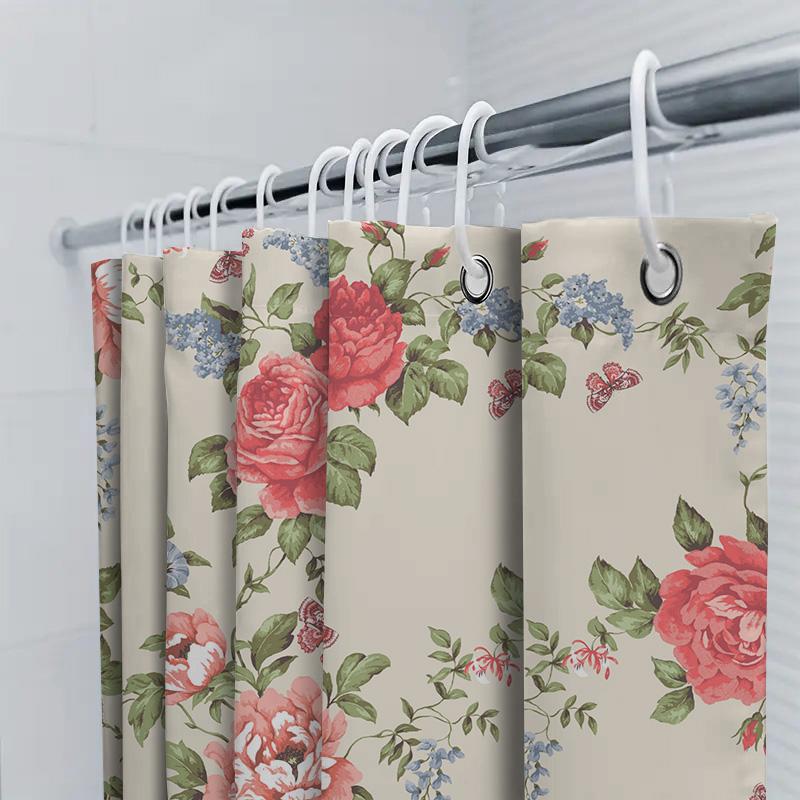 Vintage Floral Bath Shower Curtain Home Decor Waterproof Fabric Printing Modern Design Bathroom Decoration 180Cm High Quality Cu