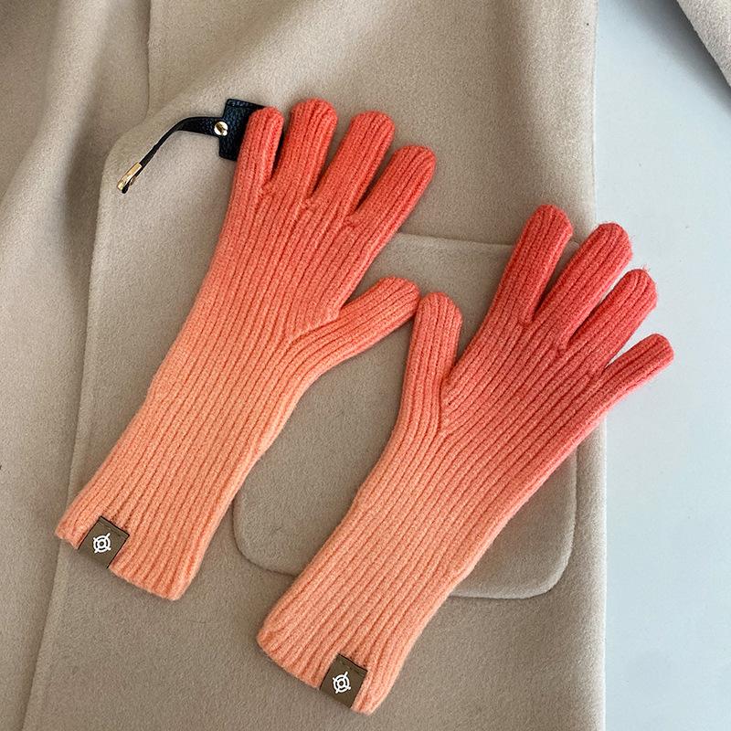 2022 New Knitted Gloves Women Sub-finger Leakage Finger Touch Screen  Wind Winter Warm Ski  Full Finger Gloves Gloves