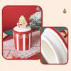 Ceramic Christmas Storage Jar with Lid, 700ml Holiday Candy Canister for Counter Display, Tea Bag Storage, Coffee Bar Accent Use Home