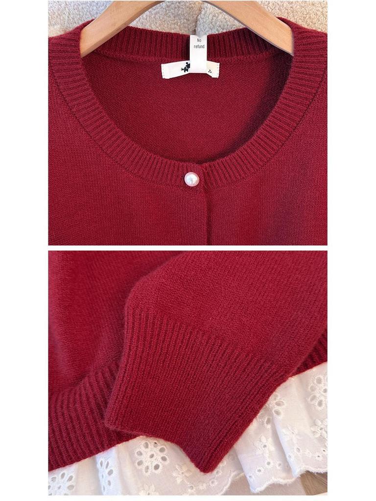 Plus Size Winter Knit Sweater for Women - Sweet Style with Butterfly Sequins, Loose Fit (130-350 jin)