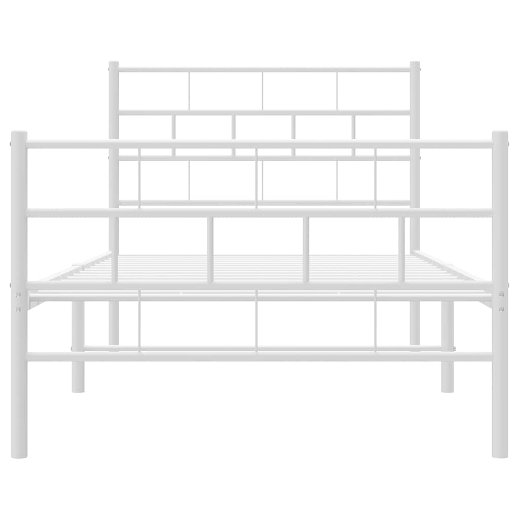 Vidaxl Metal Bed Frame with Headboard and Footboard, White, 100X200 Cm