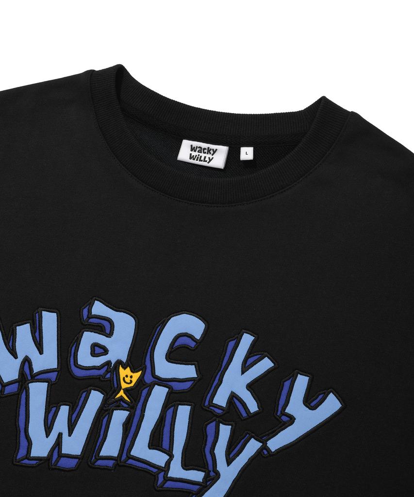 WACKY WILLY Typographic One-Point Sweatshirt Black