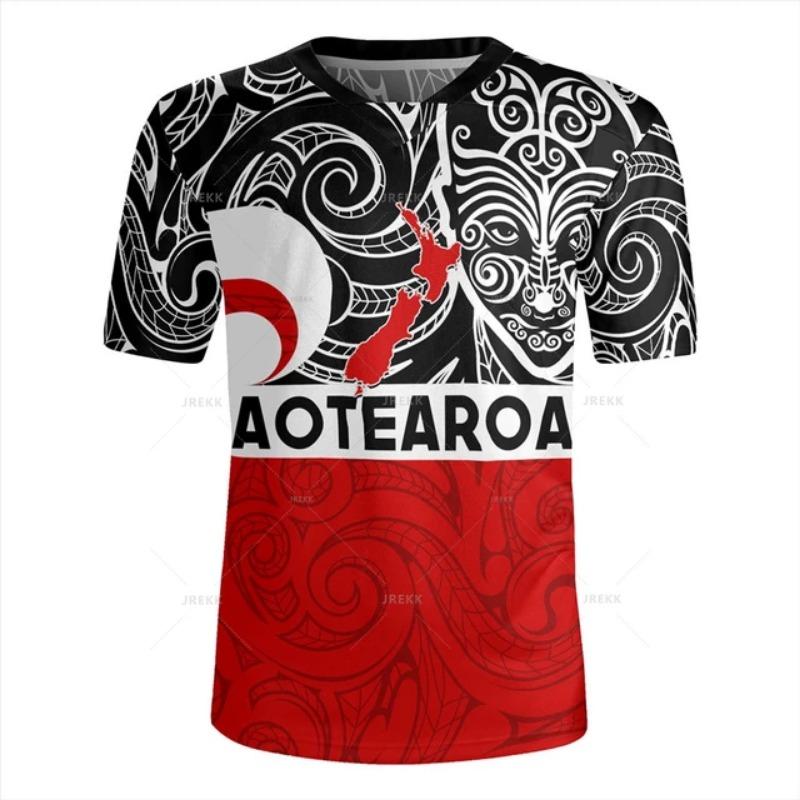 2025 Summer Men's New Zealand Maori Tribe Pattern Round Neck Short Sleeve Comfortable and Breathable Men's Sports and Leisure Top