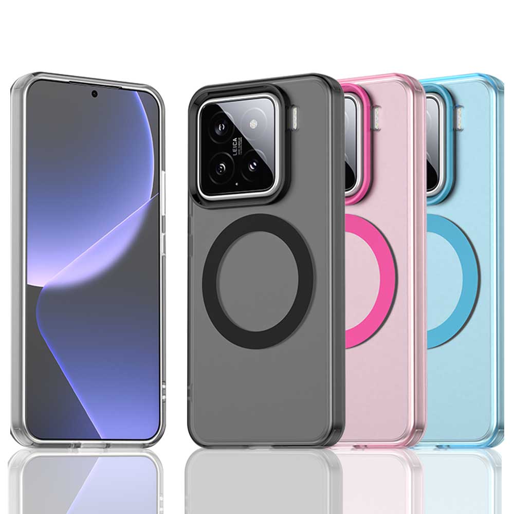 Magnetic Wireless Charging Case For Xiaomi 15 Mi 14 14T Pro Cover Candy Colors Transparent Back Shell Coque