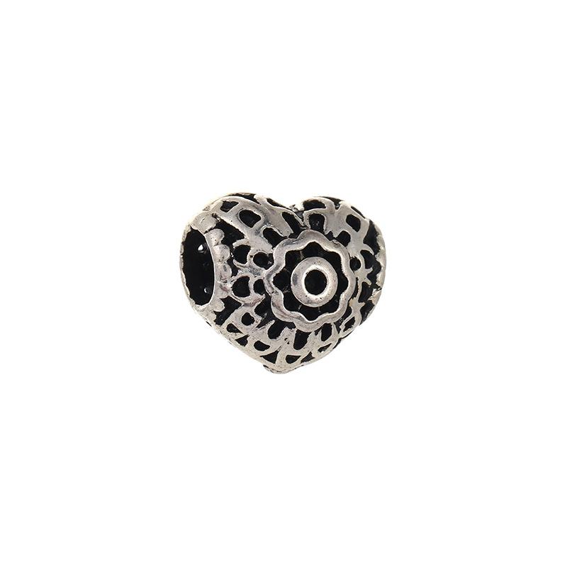 Diy Handmade Ancient Silver Tibetan Silver Jewelry Accessories, Multi-Style Pentagram Love Hole Beads, Bracelet, Alloy Bead Spacer Beads