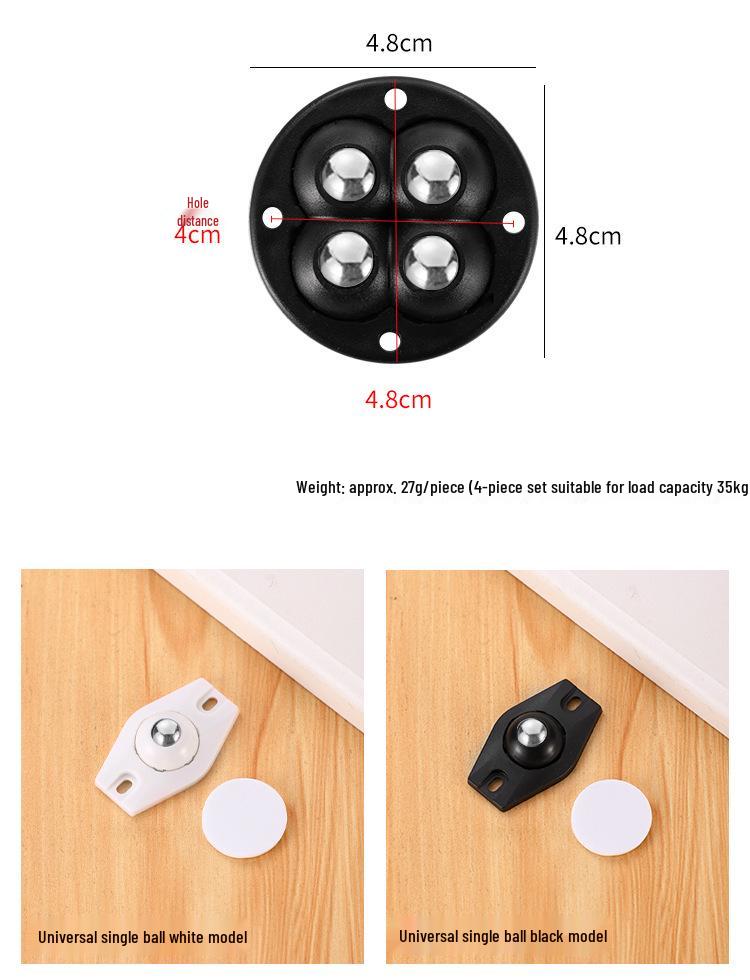 Adhesive Roller Wheels for Trash Can, No-Drill, 4-Pack Universal Base Accessory