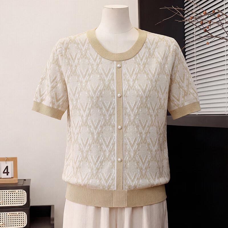Xuexi Women s Summer Ice Silk Short-Sleeve Knit Top XL