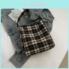 Urban Tote Bag With Checkered Pattern Mickey Doll Decoration For Daily Use