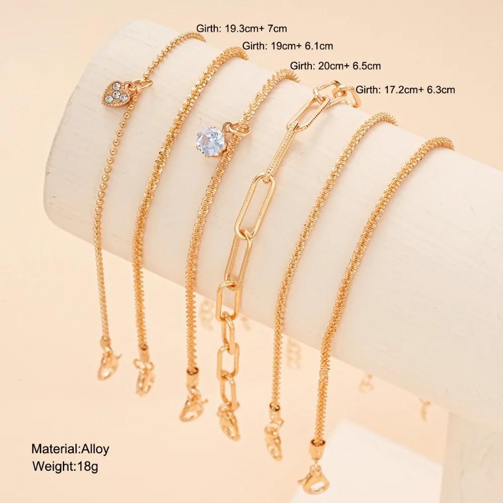 6 Pcs/Set Fashion Women's Chain Bracelet Beads Exquisite Simple Women Bracelet Fine Jewelry Accessories