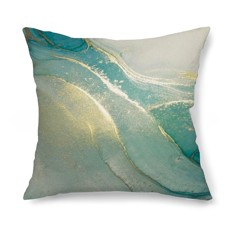 Golden Green Cotton Linen Pillow Cover Office Living Room Sofa Waist Cushion Pillow Cover