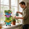 4/5 Stackable Vertical Flower Pot Multi-layer Garden Planter Tower with Movable Casters for Strawberry vegetable Frame Grow Plan