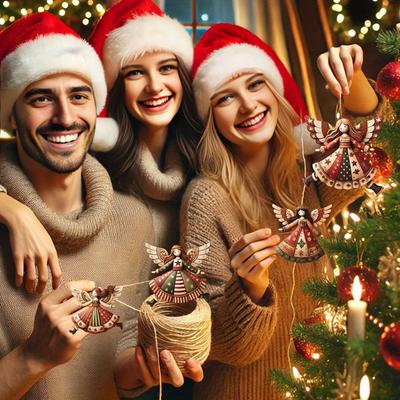 Drevené anjelské vianočné ozdoby Rustikálne vidiecke anjelské dekorácie Vianočné závesné ozdoby na sviatočnú domácu výzdobu