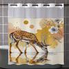No Hook Sika Deer Pattern Shower Curtain With Snap-in Fabric Liner, Sheer Top Window, Waterproof Double Layer Bathtub Curtain
